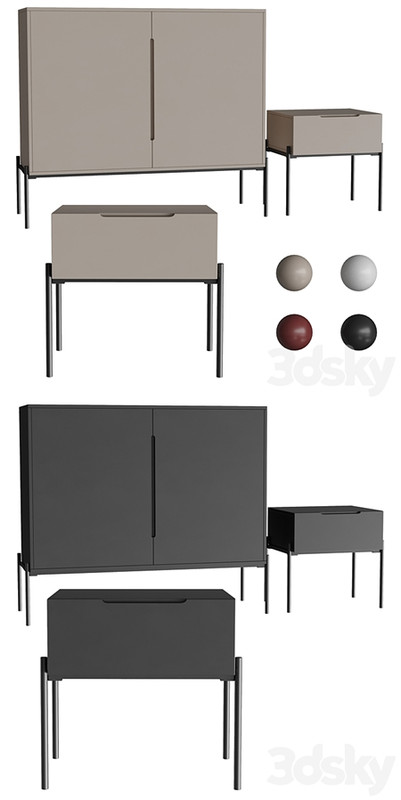 Bedside table and chest of drawers Flow